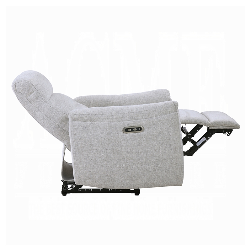 Tres Power Motion Recliner Chair with USB Port- Foam Fill Gray Chenille