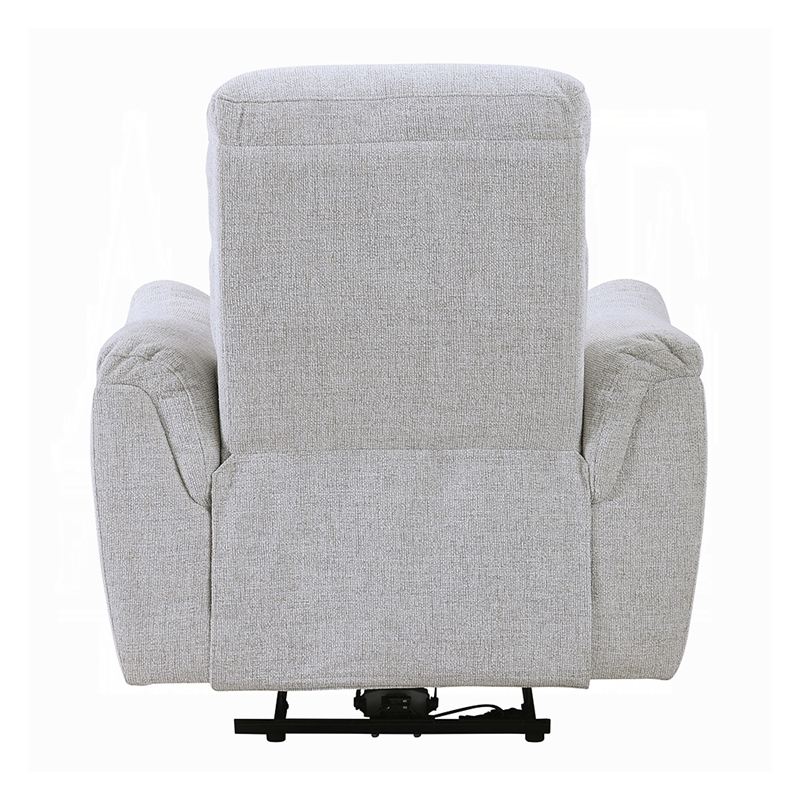 Tres Power Motion Recliner Chair with USB Port- Foam Fill Gray Chenille