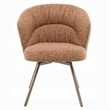 Ladi Dining Side Chair Set of 2- Rust Orange Boucle- Metal Angled Legs