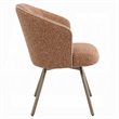 Ladi Dining Side Chair Set of 2- Rust Orange Boucle- Metal Angled Legs