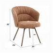 Ladi Dining Side Chair Set of 2- Rust Orange Boucle- Metal Angled Legs