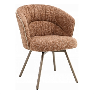 Ladi Dining Side Chair Set of 2- Rust Orange Boucle- Metal Angled Legs