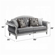 Fil Classic Sofa with 4 Pillow- Button Tufting- Antique White Trim 88 Inch