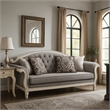 Fil Classic Sofa with 4 Pillow- Button Tufting- Antique White Trim 88 Inch