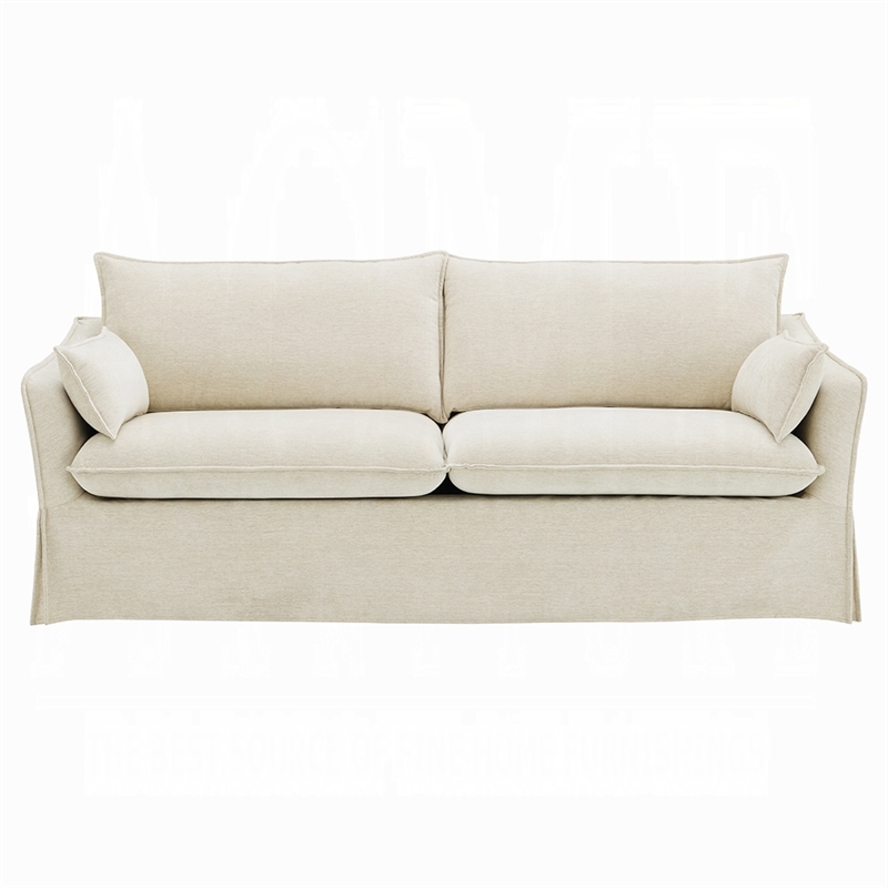 Seya Modern Sofa with 2 Pillow- Beige Linen Plush Cushions- 82 Inch