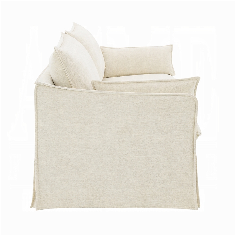 Seya Modern Sofa with 2 Pillow- Beige Linen Plush Cushions- 82 Inch