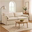 Seya Modern Sofa with 2 Pillow- Beige Linen Plush Cushions- 82 Inch