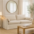 Seya Modern Sofa with 2 Pillow- Beige Linen Plush Cushions- 82 Inch