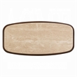 Pery Coffee Table- 51 Inch Beige Travertine Stone Top- Walnut Brown