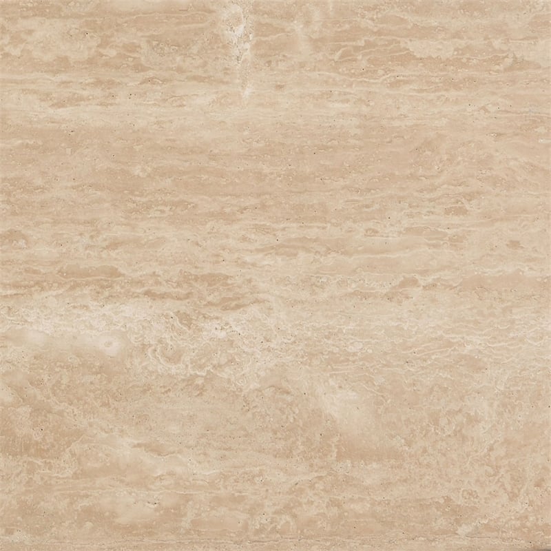 Pery Coffee Table- 51 Inch Beige Travertine Stone Top- Walnut Brown