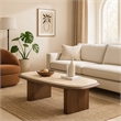 Pery Coffee Table- 51 Inch Beige Travertine Stone Top- Walnut Brown