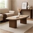 Pery Coffee Table- 51 Inch Beige Travertine Stone Top- Walnut Brown