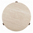 Hery Coffee Table- 40 Inch Round Beige Travertine Stone Top- Oak Brown