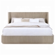 Dery Queen Size Bed- Reeded Headboard and Footboard Panels- Oak Brown