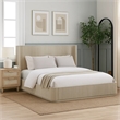 Dery Queen Size Bed- Reeded Headboard and Footboard Panels- Oak Brown