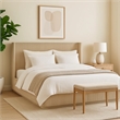 Dery Queen Size Bed- Reeded Headboard and Footboard Panels- Oak Brown