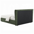 Wery Low Profile Full Bed- Textured Green Upholstered Wingback Headboard