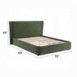 Wery Low Profile Full Bed- Textured Green Upholstered Wingback Headboard