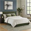 Wery Low Profile Queen Bed- Textured Green Upholstered Wingback Headboard