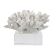Davy Inna Faux Coral Accent- Clear Glass- Natural White Polyresin 8 Inch