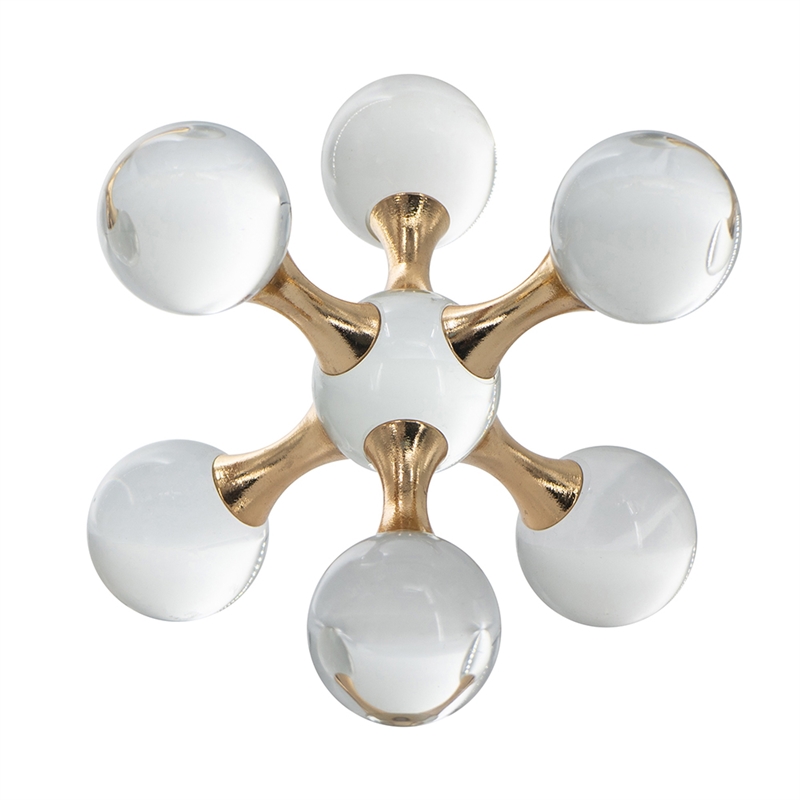Tammy Science Atom Accent with 6 Glass Spheres- Gold Iron Stems- 7 Inch