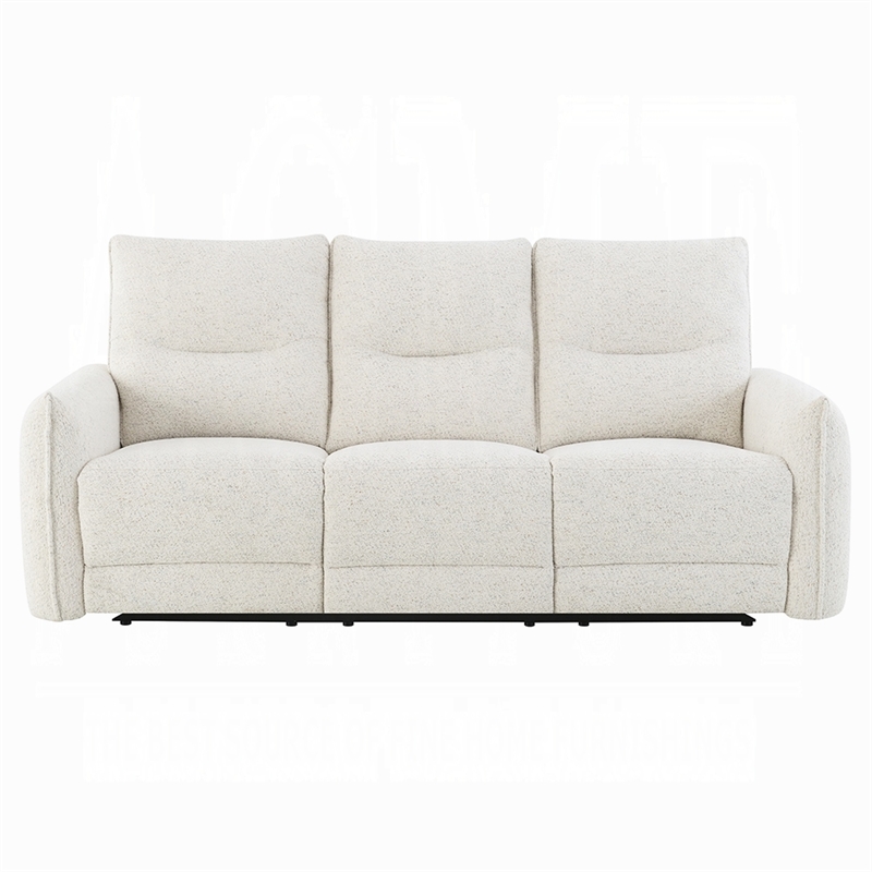 Lali Power Motion Recliner Sofa with USB Port- 3 Seater- Cream Chenille