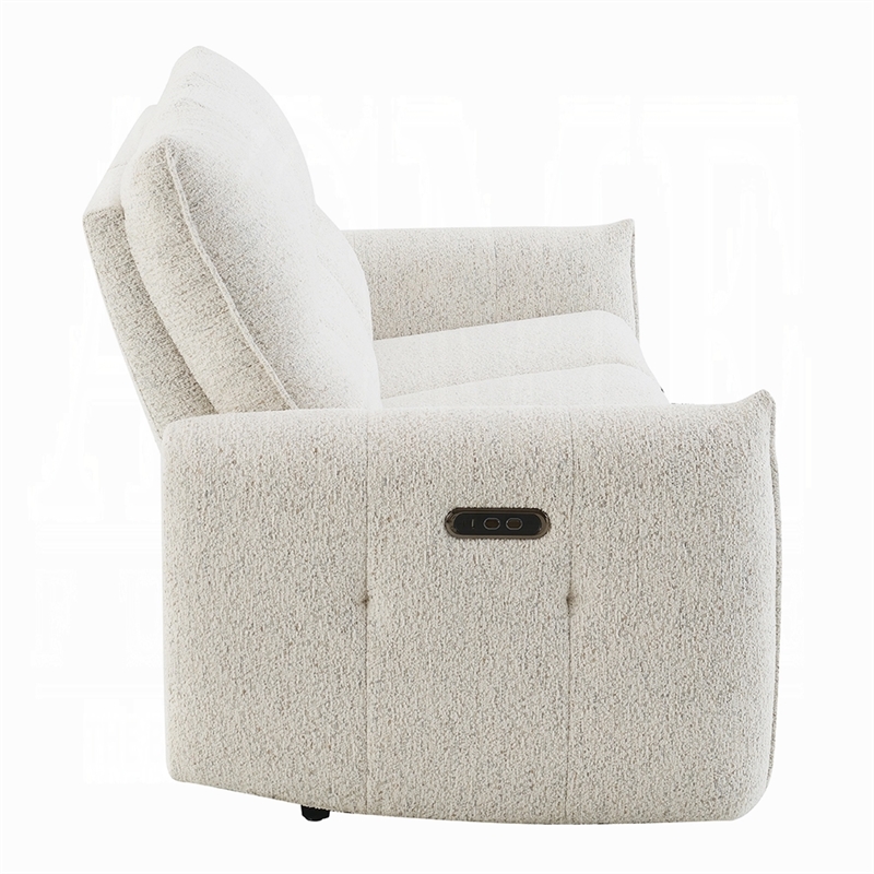 Lali Power Motion Recliner Sofa with USB Port- 3 Seater- Cream Chenille