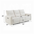 Lali Power Motion Recliner Sofa with USB Port- 3 Seater- Cream Chenille