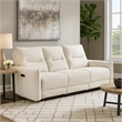 Lali Power Motion Recliner Sofa with USB Port- 3 Seater- Cream Chenille