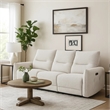 Lali Power Motion Recliner Sofa with USB Port- 3 Seater- Cream Chenille
