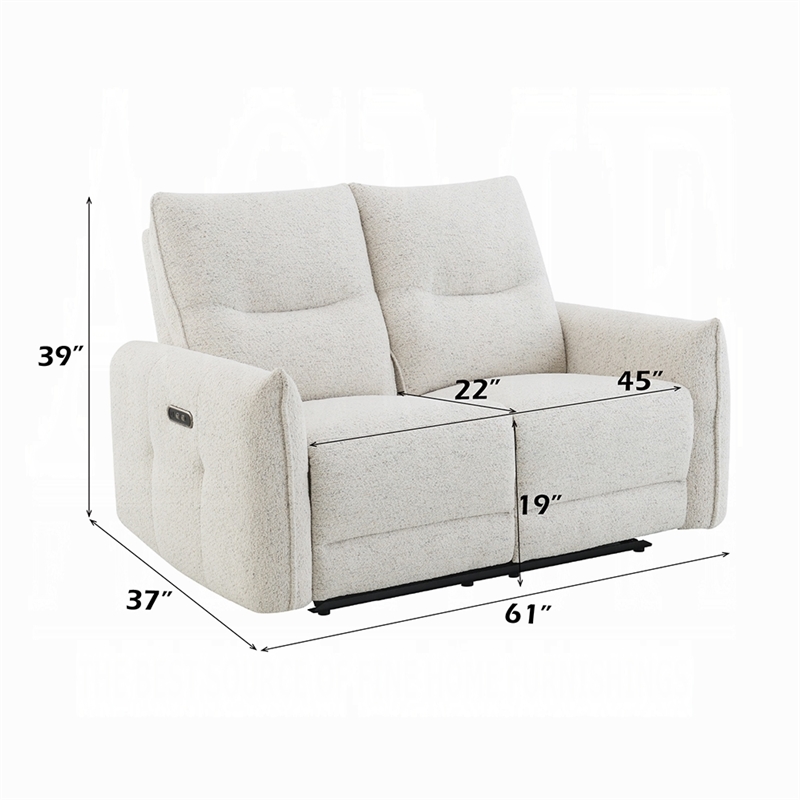 Lali Power Motion Recliner Loveseat with USB- Zero Gravity- Cream Chenille