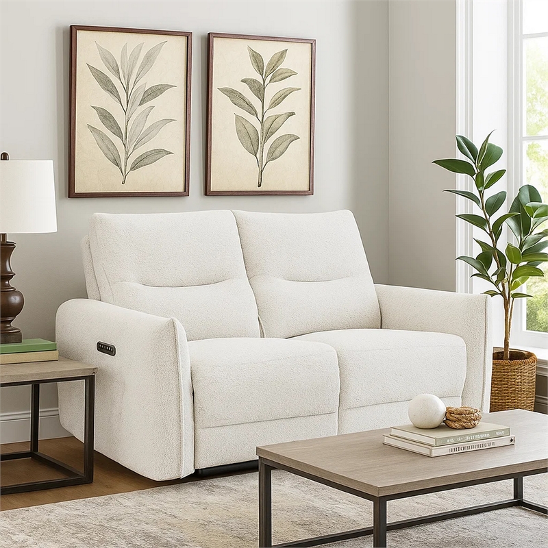 Lali Power Motion Recliner Loveseat with USB- Zero Gravity- Cream Chenille