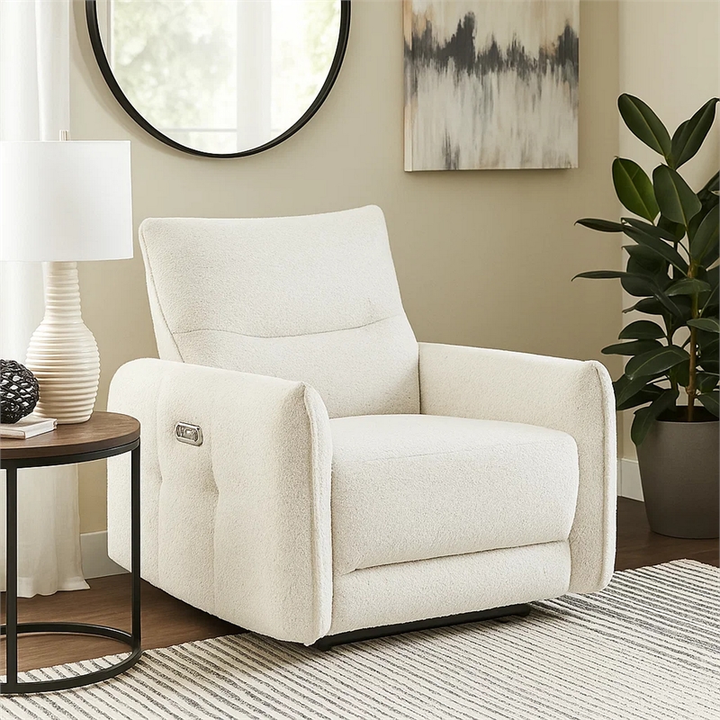 Lali Zero Gravity Power Motion Recliner Chair- USB Port- Cream Chenille