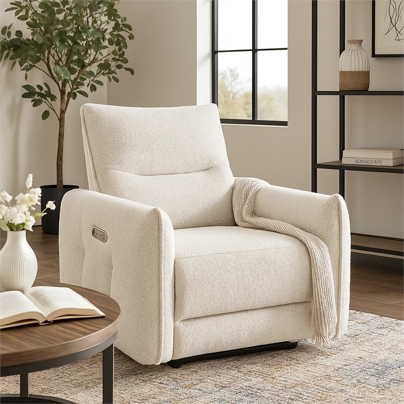 Lali Zero Gravity Power Motion Recliner Chair- USB Port- Cream Chenille