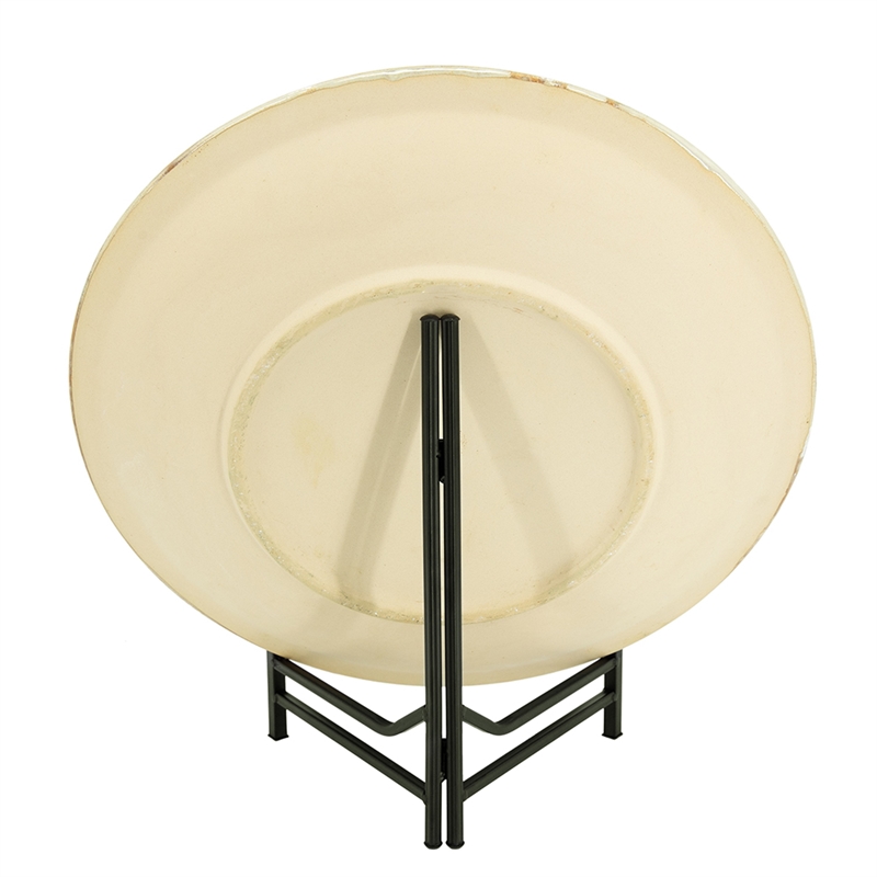 Duke Decorative Charger Plate with Stand- Blue Beige Ceramic 18 inch
