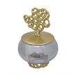 Marcy Decor Jar- Perforated Design Gold Aluminum Lid- Black Glass- 12 Inch