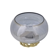 Marcy Decor Jar- Perforated Design Gold Aluminum Lid- Black Glass- 12 Inch