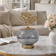 Marcy Decor Jar- Perforated Design Gold Aluminum Lid- Black Glass- 12 Inch
