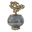 Marcy Decor Jar- Perforated Design Gold Aluminum Lid- Black Glass- 12 Inch