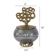 Marcy Decor Jar- Perforated Design Gold Aluminum Lid- Black Glass- 10 Inch