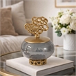 Marcy Decor Jar- Perforated Design Gold Aluminum Lid- Black Glass- 10 Inch