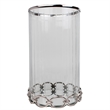 Vintage Candle Holder- Clear Glass Hurricane- 18 Inch Silver Accent Rim