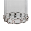Vintage Candle Holder- Clear Glass Hurricane- 18 Inch Silver Accent Rim