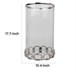 Vintage Candle Holder- Clear Glass Hurricane- 18 Inch Silver Accent Rim