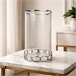 Vintage Candle Holder- Clear Glass Hurricane- 18 Inch Silver Accent Rim