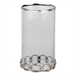 Vintage Candle Holder- Clear Glass Hurricane- 18 Inch Silver Accent Rim