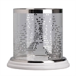 Gsy Decorative Candle Holder- Silver and White Patchwork- 7 Inch Glass