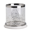 Gsy Decorative Candle Holder- Silver and White Patchwork- 7 Inch Glass