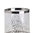 Gsy Decorative Candle Holder- Silver and White Patchwork- 7 Inch Glass