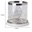 Gsy Decorative Candle Holder- Silver and White Patchwork- 7 Inch Glass